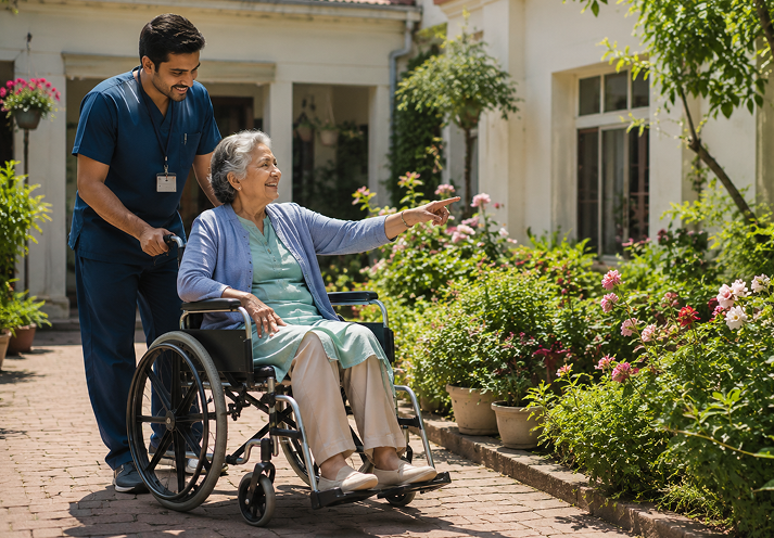 Caregiver with senior patient